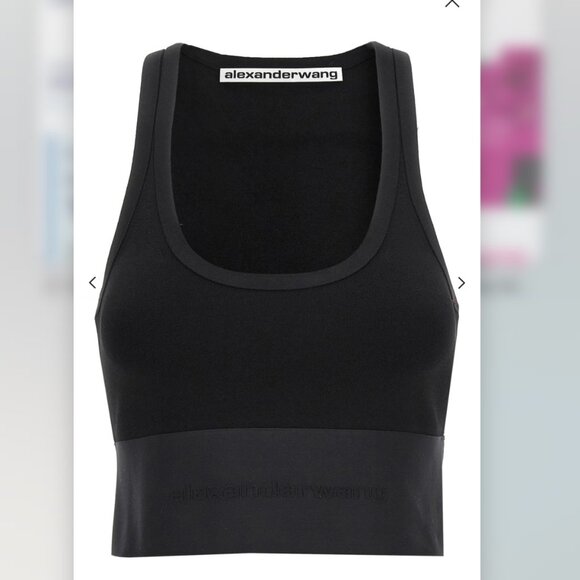 NEW Alexander Wang Scoop Neck Bra Top With Logo Elastic Band XS - Picture 7 of 11